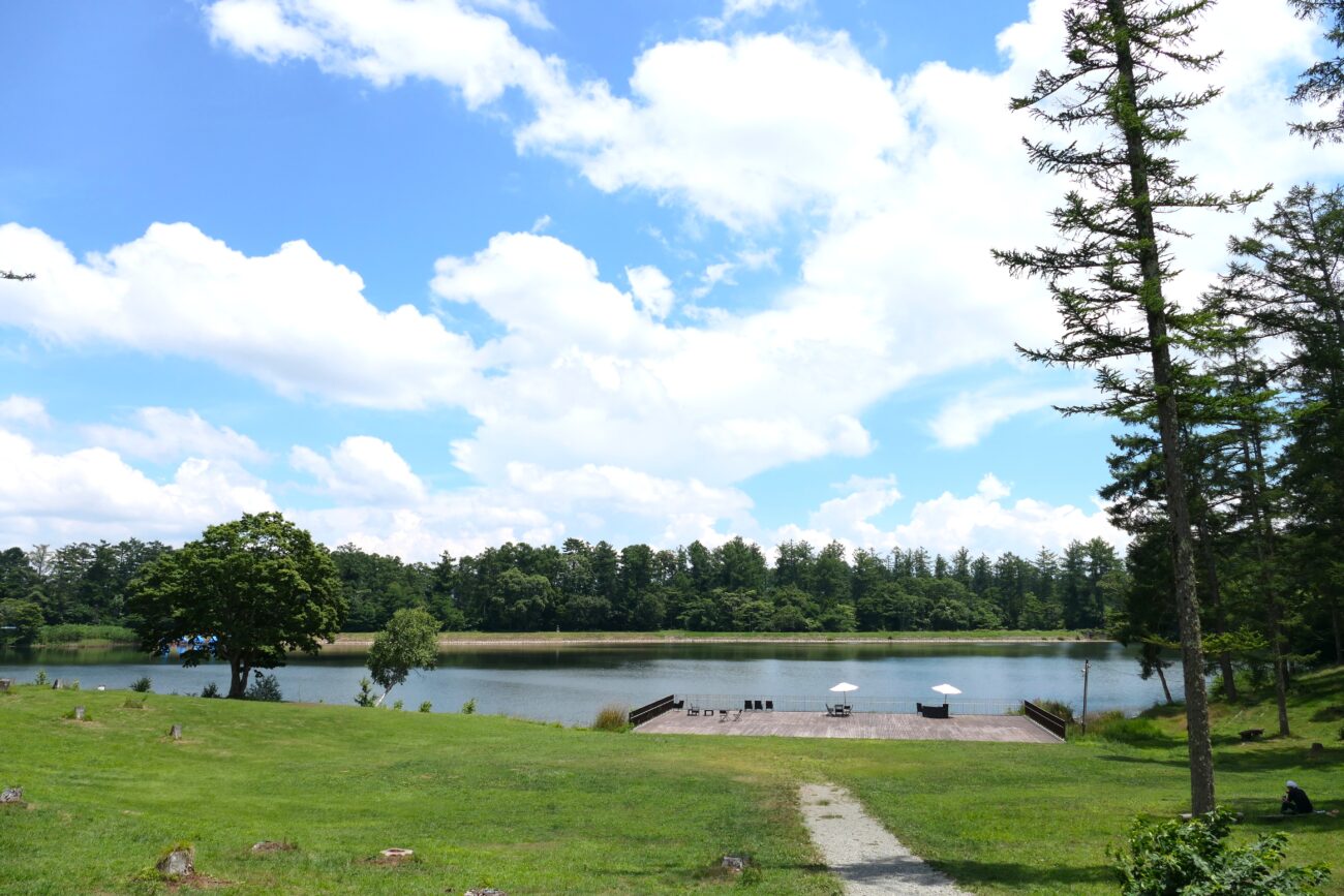 大座法師池のウッドデッキ周辺