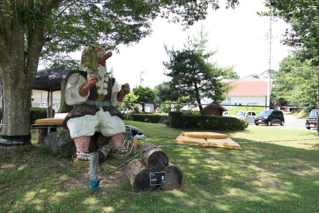 長野県飯綱町 霊仙寺湖 スラックライン