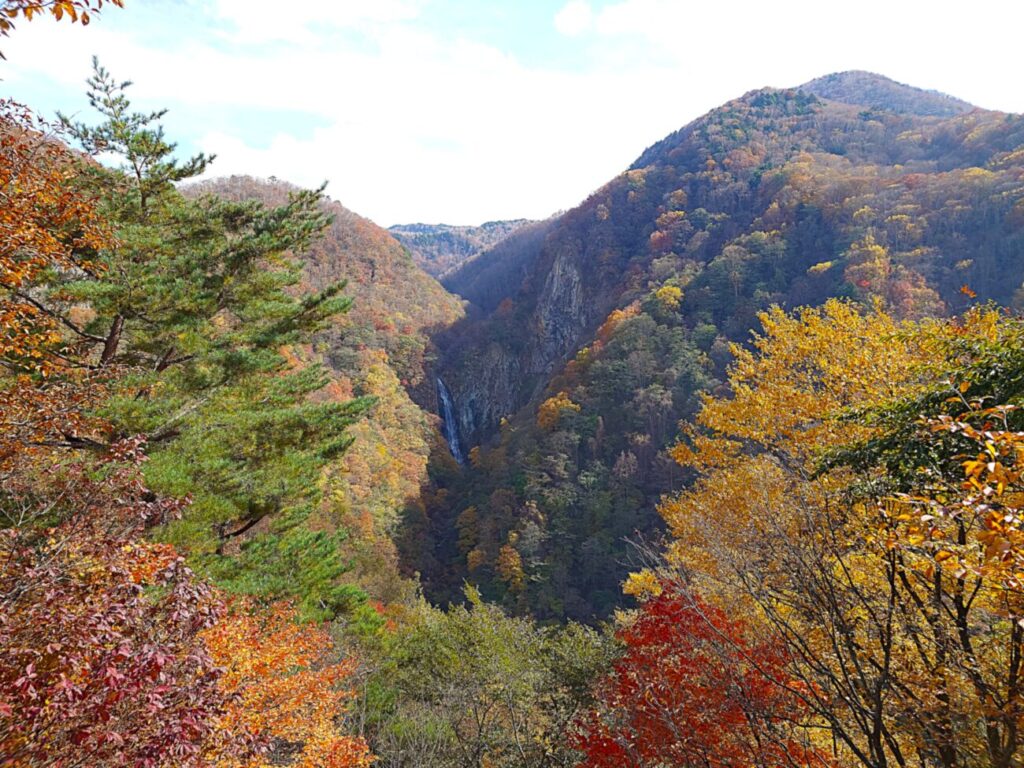 山ノ内町の澗満滝 展望台紅葉シーズン